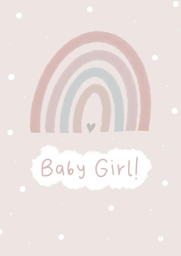 Congratulations, Baby Girl! New Baby Arrival, Baby Shower, Pink Rainbow created by Scribble + Print Co