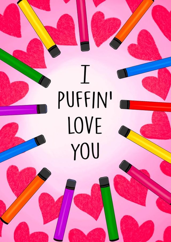 I puffin' love you- vape inspired romantic card! created by Poppy & Mabel