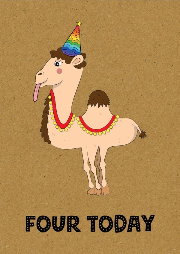 KIDS AGE 4 CAMEL BIRTHDAY CARD created by TACHE