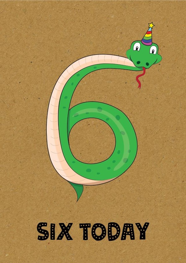 KIDS AGE 6 SNAKE BIRTHDAY CARD created by TACHE
