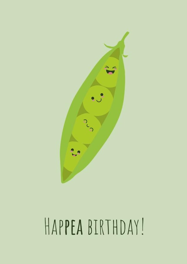 Cute pea pun birthday card created by DoodleDee