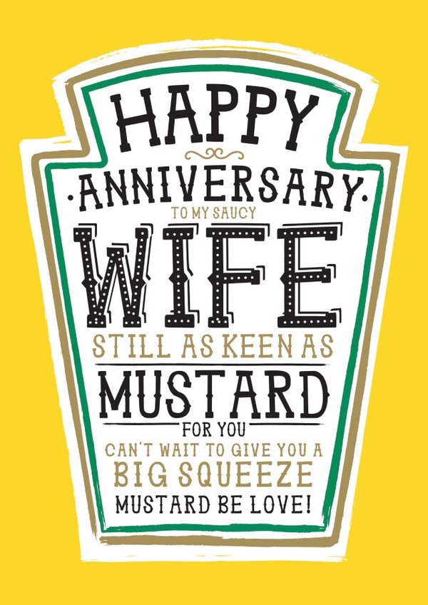 Funny Anniversary Card - Heinz mustard - Wife created by la la la Designs