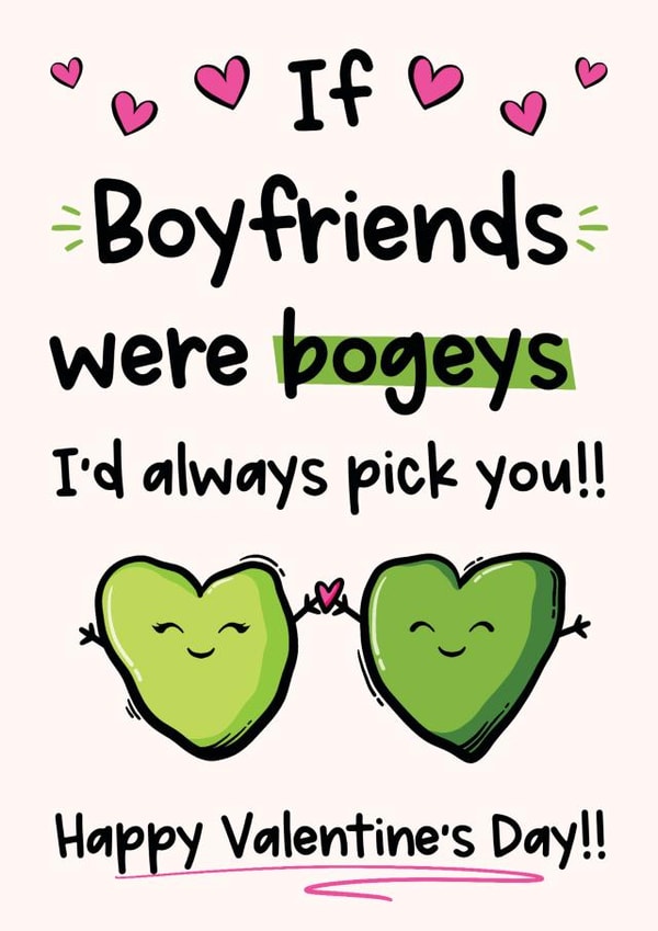 Funny Bogey Valentines Day Card For Boyfriend created by The Laughing Sloth