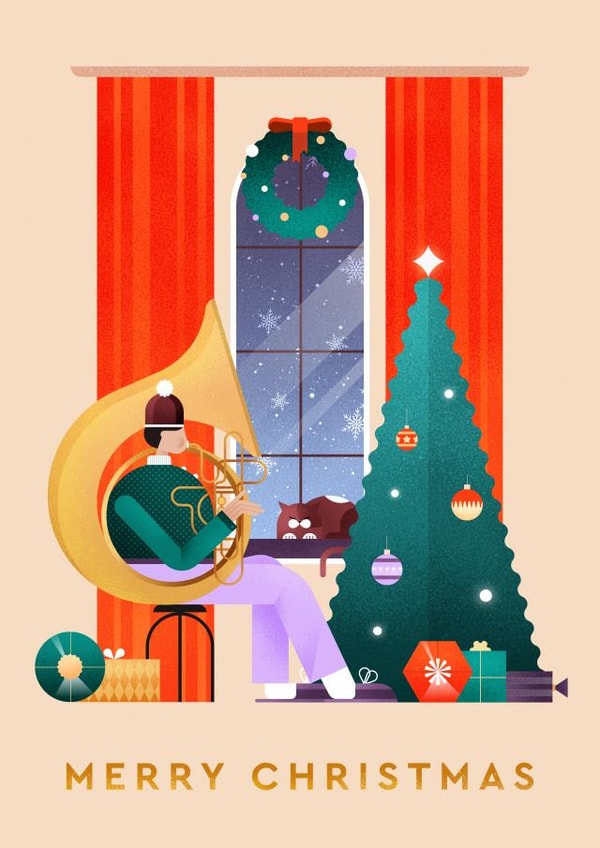 Cute Merry Christmas card created by Tanya Korniichuk