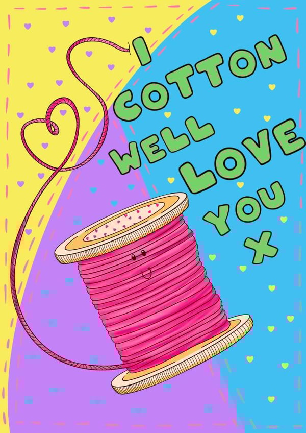 A fun and colourful cotton anniversary card to make your partner smile. created by Peach Nut Studio