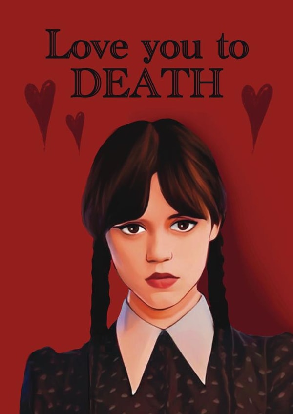 Wednesday Addams Valentine’s Day Card created by Giddy Kipper
