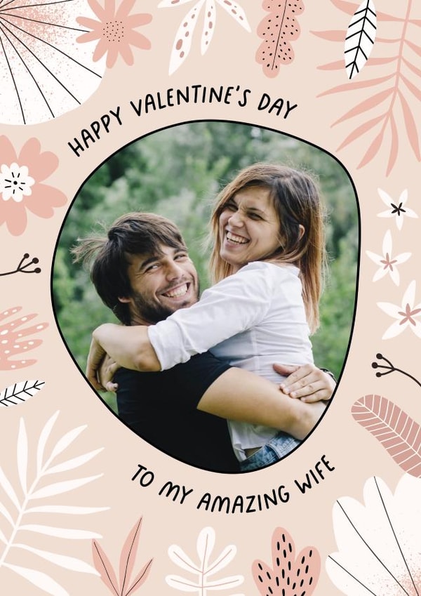 Wife flowers Valentines Day Personalised Photo Card 11861 created by Evie Garnett Designs