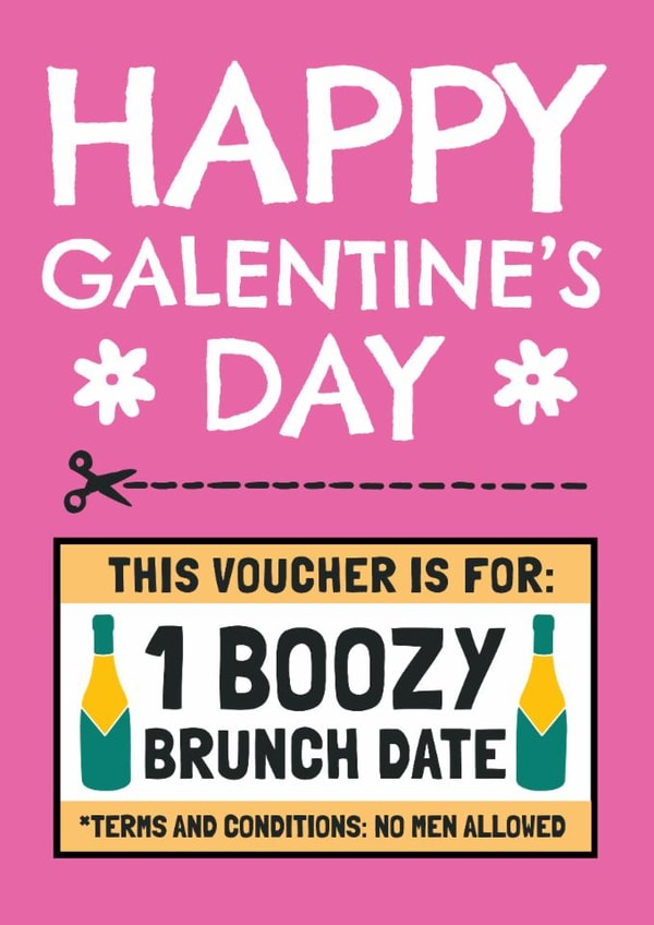 Funny Valentine's Card - Galentine's Boozy Brunch - Voucher Card created by AbiGoLucky