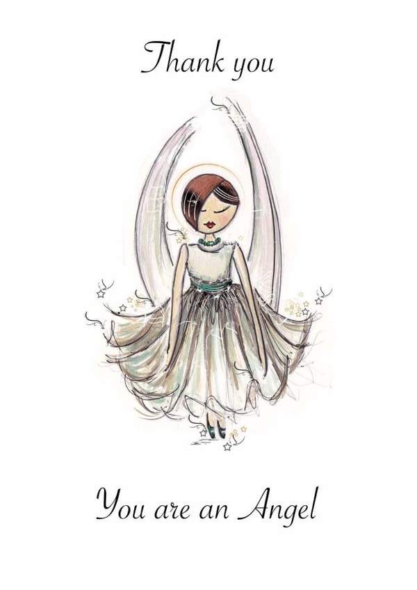 Pretty Angel Thank you card for friend, mum or your sister - "you are an Angel" created by Kim Dakin