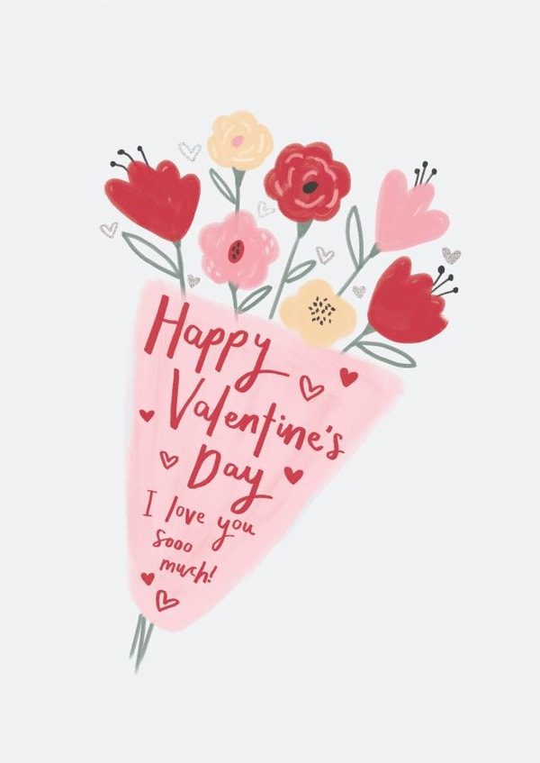 Cute Valentine's Day Card - Bouquet of Roses - I love you sooo much! created by Laura Pantony