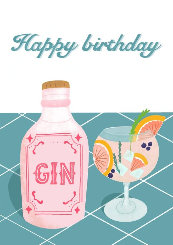 Happy Birthday Gin & Tonic Greeting Card created by Sandy Chiu Studio