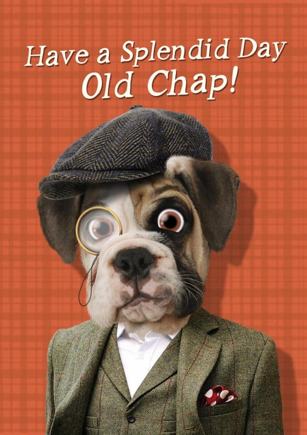 Funny Vintage Peaky Blinders Dog Card - Birthday Or Father's Day - Old Chap created by Pink wink