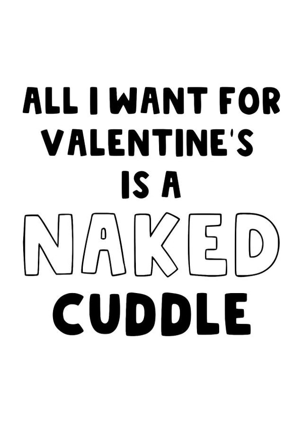 Cheeky Naked Cuddle Valentine's Card - Naughty Card for Husband or Wife - Nude created by The Blunt Badger