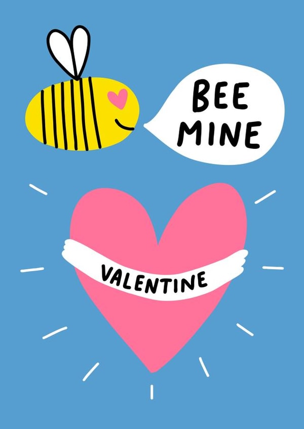 Bee Mine Valentine Cute Bee Themed Valentine Card created by Angela Chick