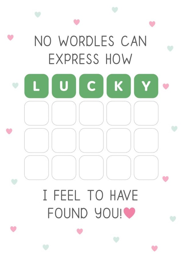 Cute Anniversary/Valentine's card for Significant Other - Wordle - Lucky created by Design By Day