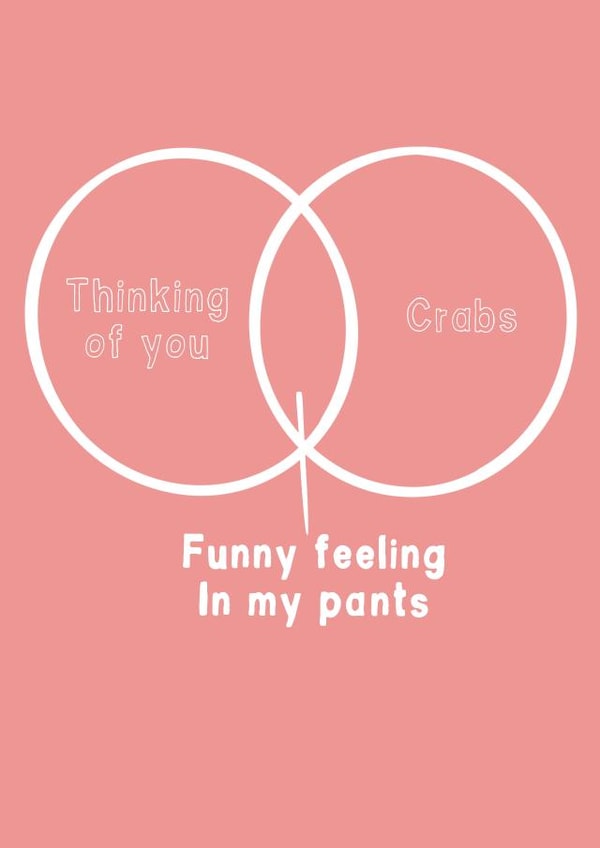 Funny feeling in my pants vendiagram card. created by The Crude Card Company