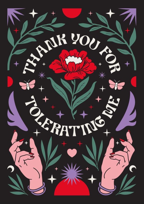 Thank You for Tolerating Me Card for Anyone That Puts Up With You created by Oh Ellie Studio