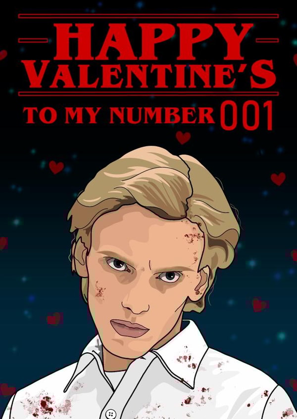 Happy Valentine’s Day to my number 001 stranger things vecna galentine’s card created by The Girl Next Draw Cards