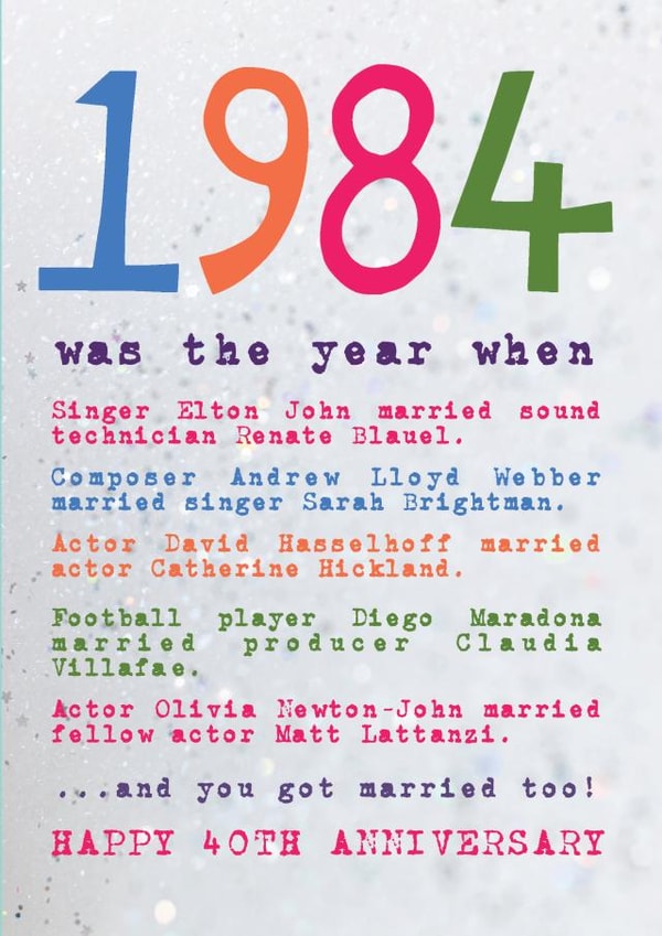 Married in 1985 - happy 40th wedding anniversary card created by Becka Griffin