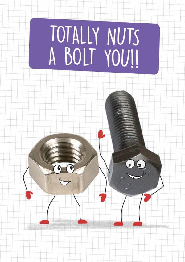 Cheeky funny nuts and bolts Valentine's Card created by Quitting Hollywood