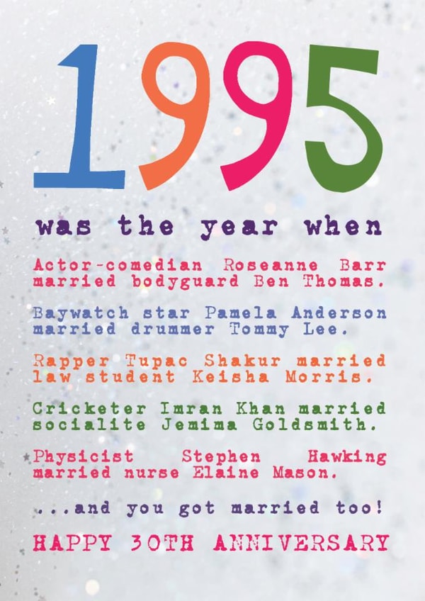Married in 1995 - happy 30th wedding anniversary card created by Becka Griffin
