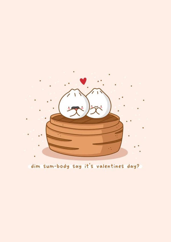 Cute dim sum valentines card - Kawaii card - food pun card created by Rosalie Perl