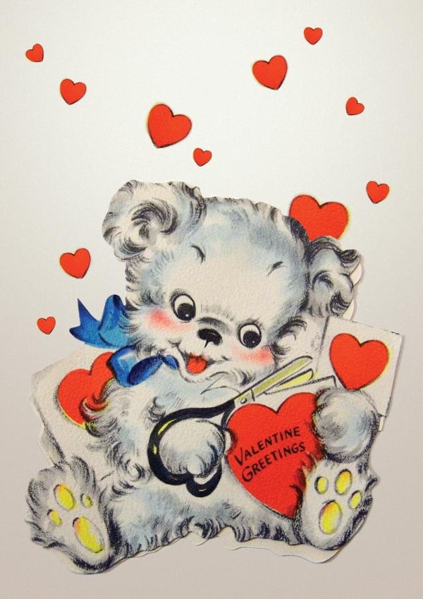 Cute Vintage Teddy Bear Valentines Day Card - Retro, Love, Sweet - Traditional created by eo design & photo
