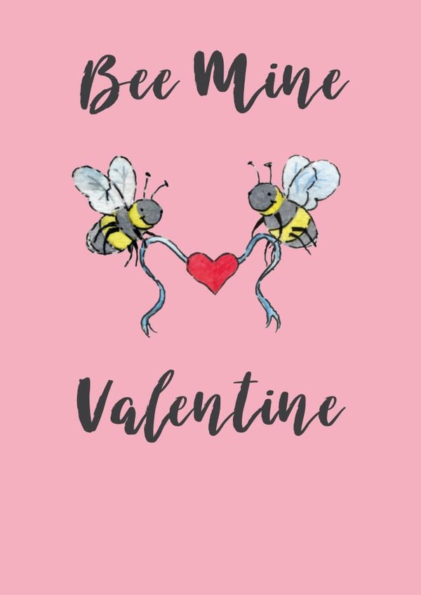 Cute Valentine Card For Your Love - Bee Mine Valentine created by Helen Morgan Illustration