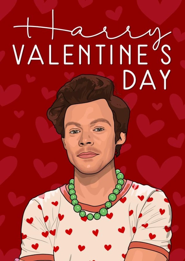 Harry Valentine’s Day funny styles card created by The Girl Next Draw Cards
