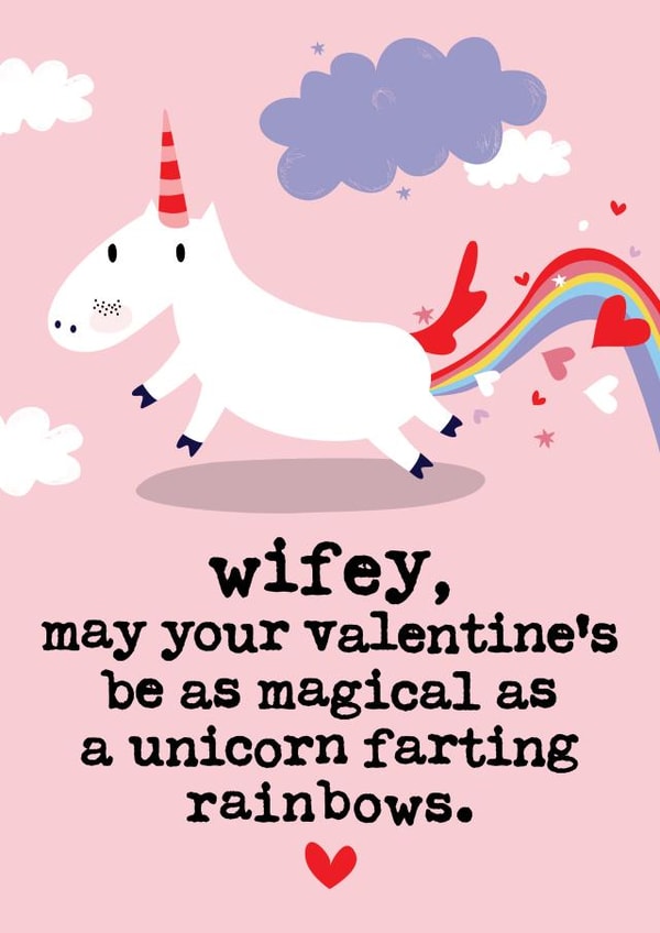 Funny Valentine's Day Card for Wife - Farting Unicorn created by Mrs Best Paper Co.