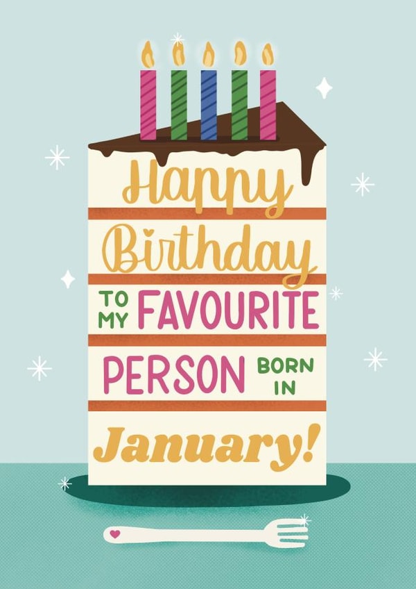 Cute Birthday Card - January Birthday - Cake created by Daksha Giri