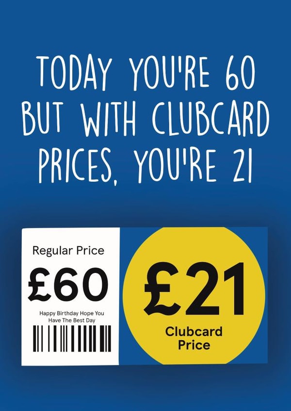 60th Birthday Card - Funny Tesco Clubcard created by Illustrated by Nicole