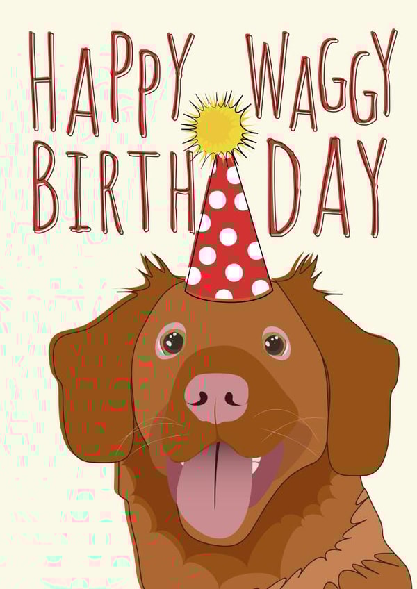 Happy Waggy Dog Birthday Card for Your Dog or Dog Lover on Their Birthday created by LJRanson Design