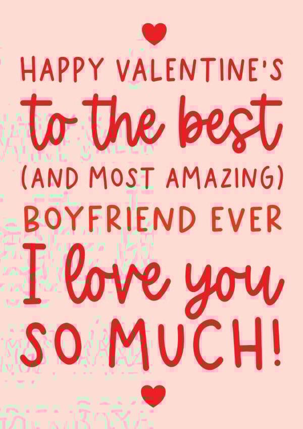 Cute Valentine's Day Card - Most Amazing Boyfriend - Typography created by Word Up Creative
