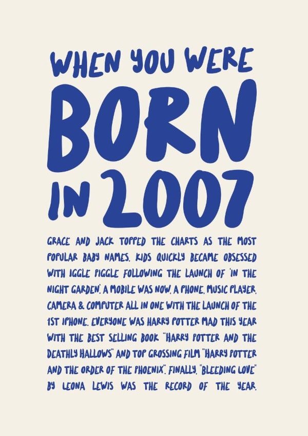 18th Birthday - Born in 2007 - Memories of 2007 created by Poppy Lane