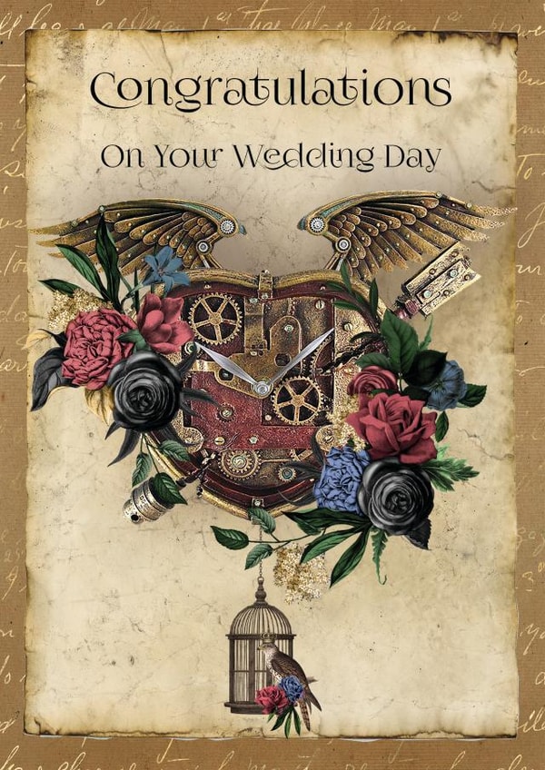 Steampunk Wedding Card created by Sarah Mae Artworks
