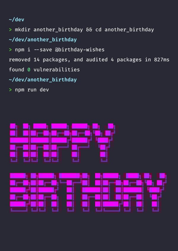 Birthday Card – Geek – Web Developer – Code created by Little Monsters