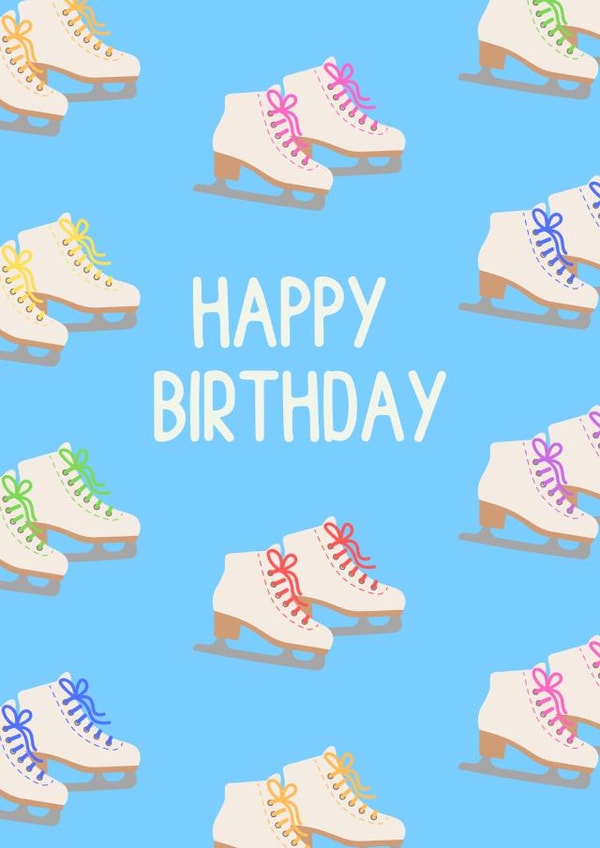 Cute Birthday Card Ice Skating - Happy Birthday created by Kate Tyrer