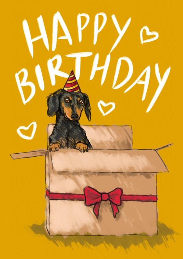 Dachshund Birthday Card - Birthday Card for Sausage Dog Lover - Happy Birthday created by Scruffy Cat