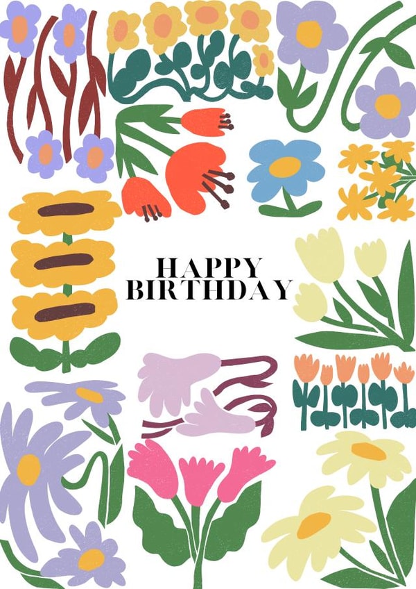 Cute, flower birthday card for friends or family created by Alexis Inks Studio