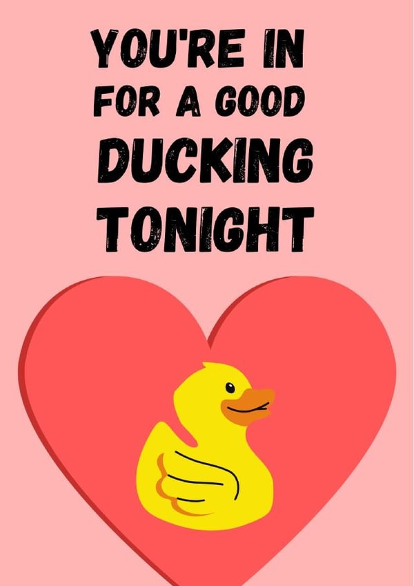Naughty duck but make it pink - funny valentines card created by Rob Reid
