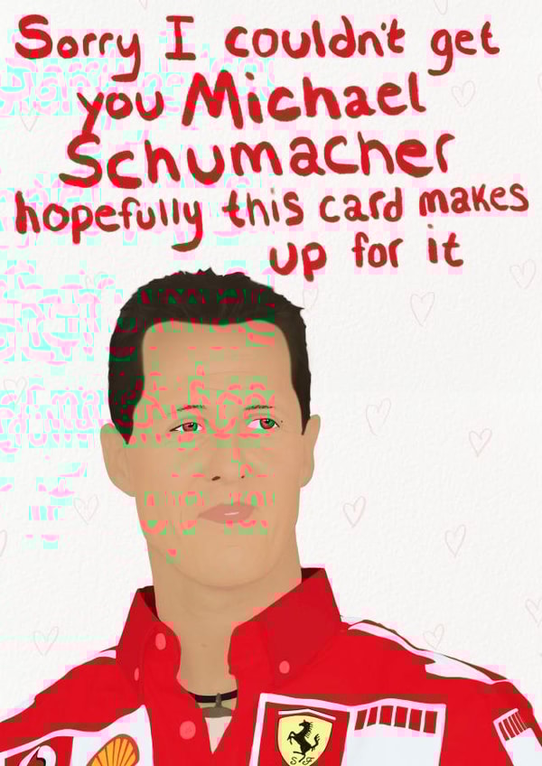 Michael Schumacher F1 celebration card created by Amber Kilsby
