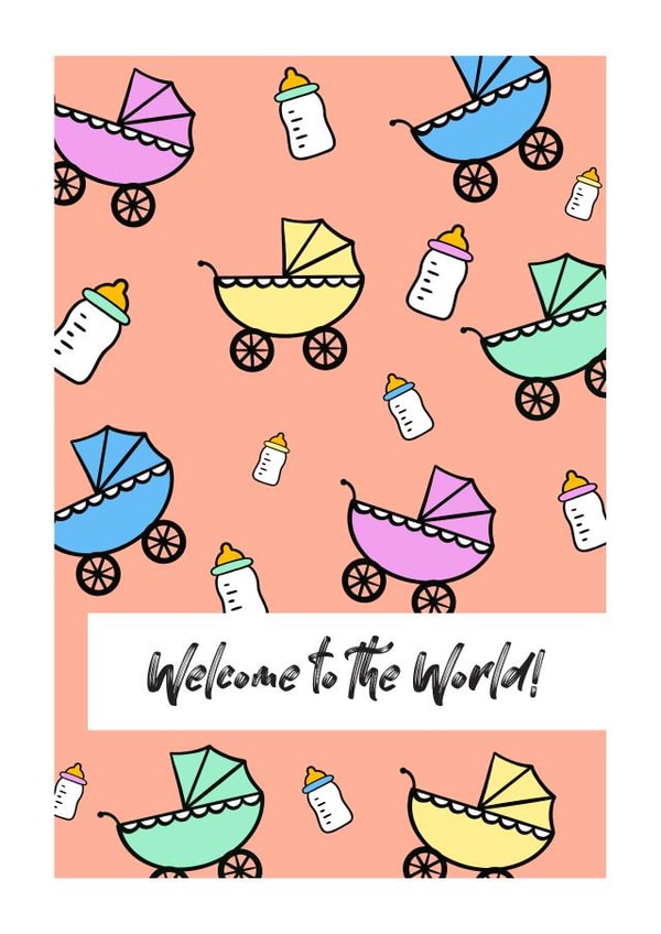 Cute gender neutral new baby card for parents, mums, dads - welcome to the world created by Bloom & Lark Designs