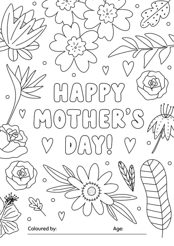 Cute Mother's Day Card - Colour In - Flowers created by Evie Garnett Designs