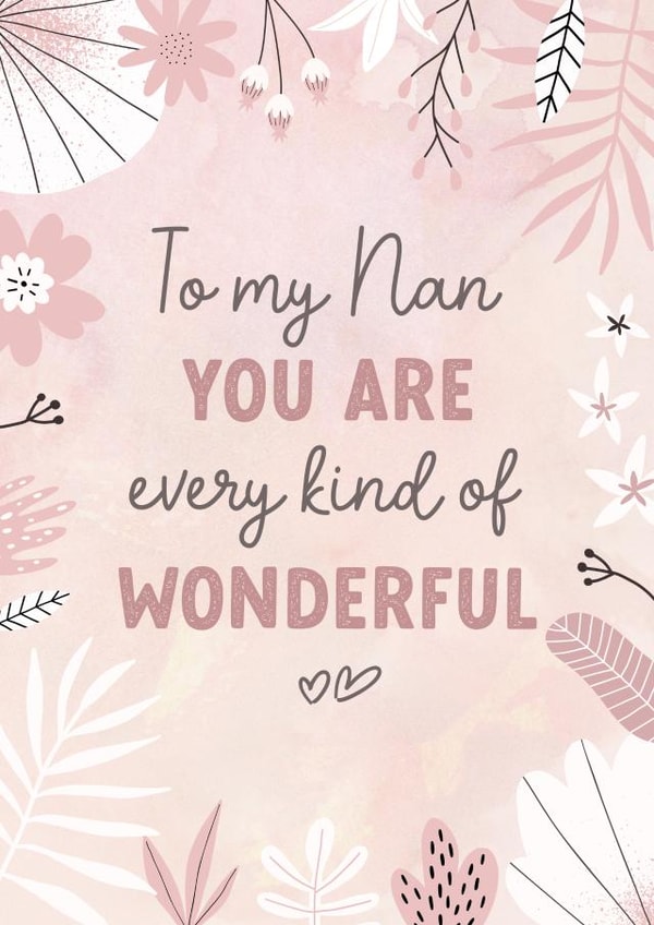 Cute Mother's Day Card - Nan - Every kind of Wonderful created by Evie Garnett Designs