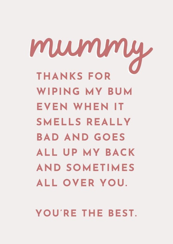 Funny mother's day card from the baby - birthday card for mummy - thank you mum created by Paper & Wool