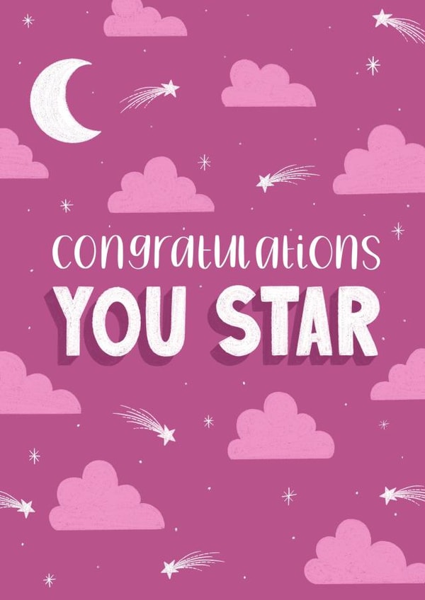 Cute Congratulations Card - You Star - Pink - Starry Night created by Sarah Cowan