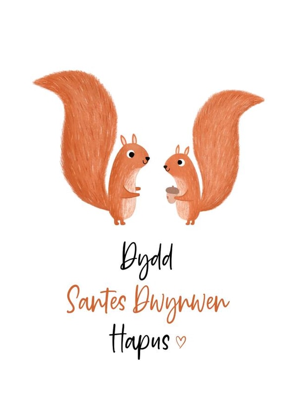 Dydd Santes Dwynwen Hapus - Cute Squirrels created by Kalm Lettering