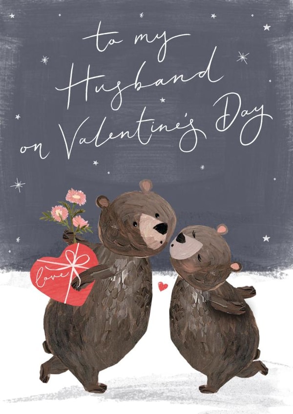 Cute valentine card - Bears - Animals - Husband created by Making Meadows Ltd