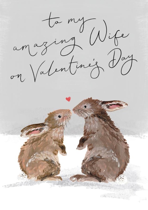 Cute valentine card - Wife - bunnies - amazing created by Making Meadows Ltd